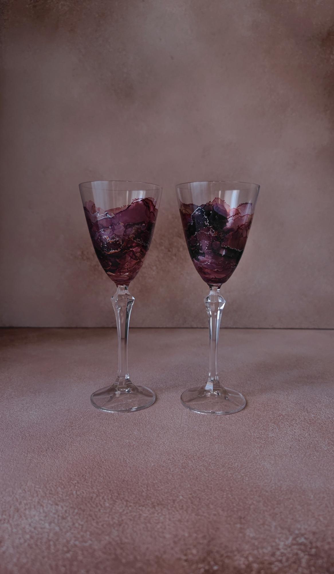 Бокалы "Антик" для шампанского и вина оттенка "Инжир"