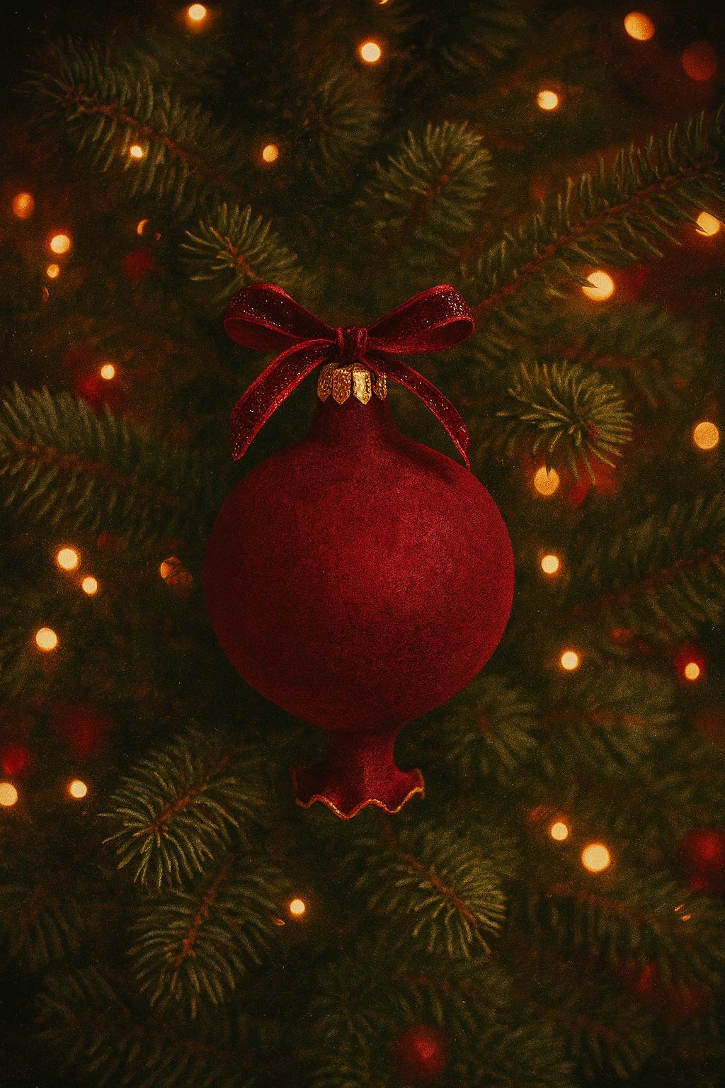 ИГРУШКА НА ЕЛКУ РУЧНОЙ РАБОТЫ, "ГРАНАТ БАРХАТНЫЙ"