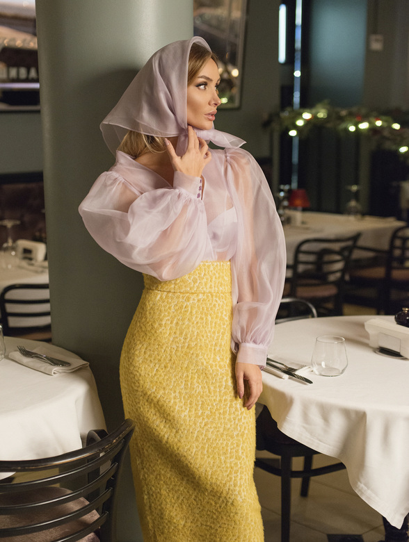 ЮБКА-КАРАНДАШ ИЗ ПУШИСТОГО ДРАПА