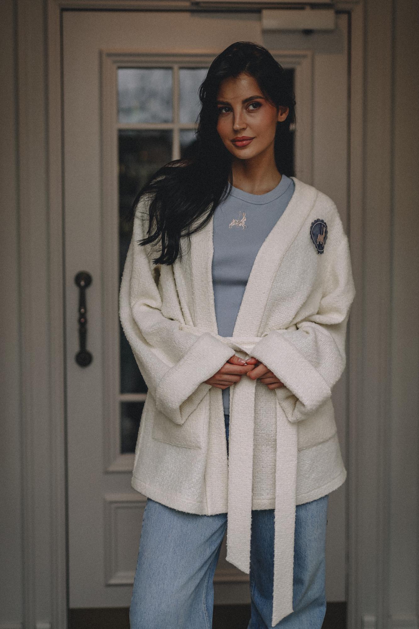 КАРДИГАН ИЗ МОЛОЧНОГО ТВИДА