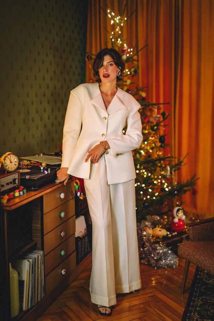 МОЛОЧНЫЕ БРЮКИ-ПАЛАЦЦО С ВЫСОКОЙ ПОСАДКОЙ