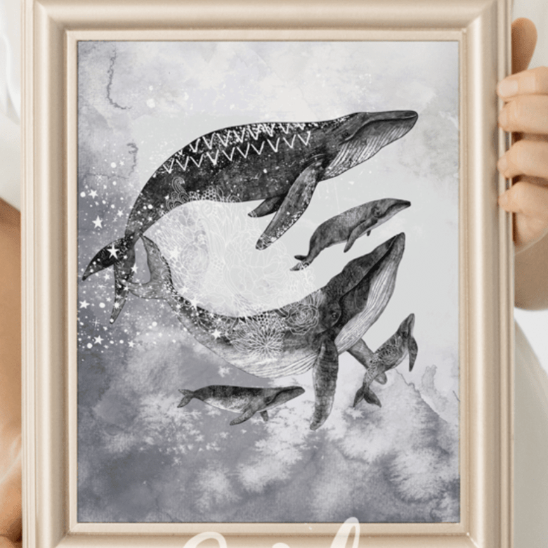 Постер семья китов купить в интернет магазине