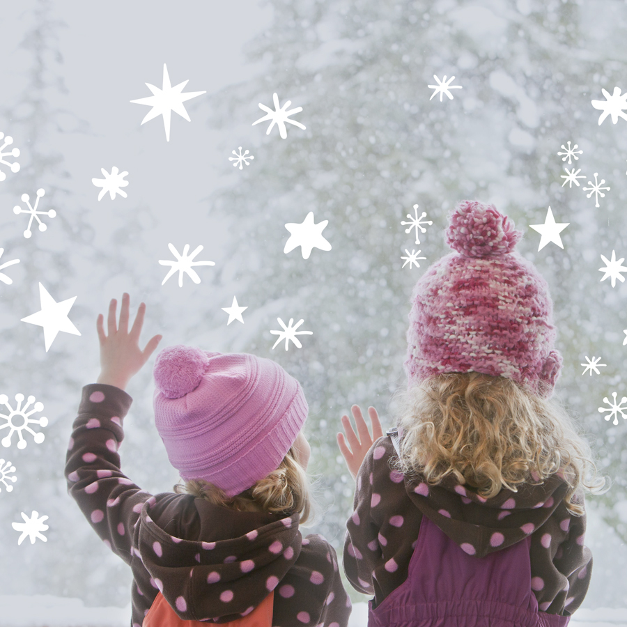 Снежинки - стикер интерьерный