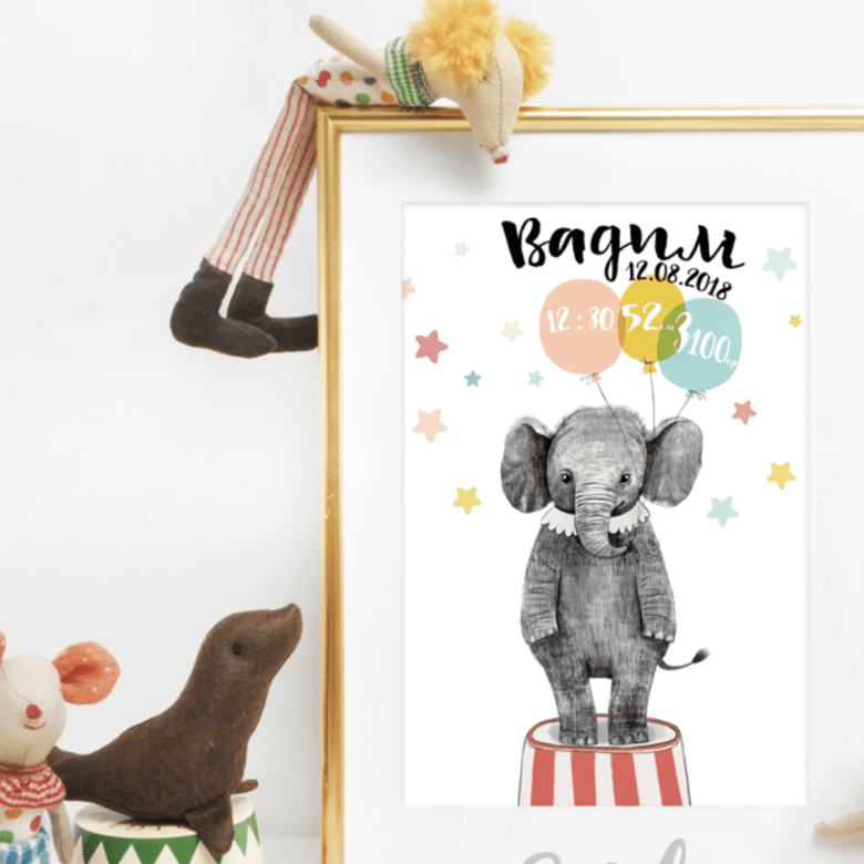 Постер с метрикой Слоник в цирке купить в интернет магазине