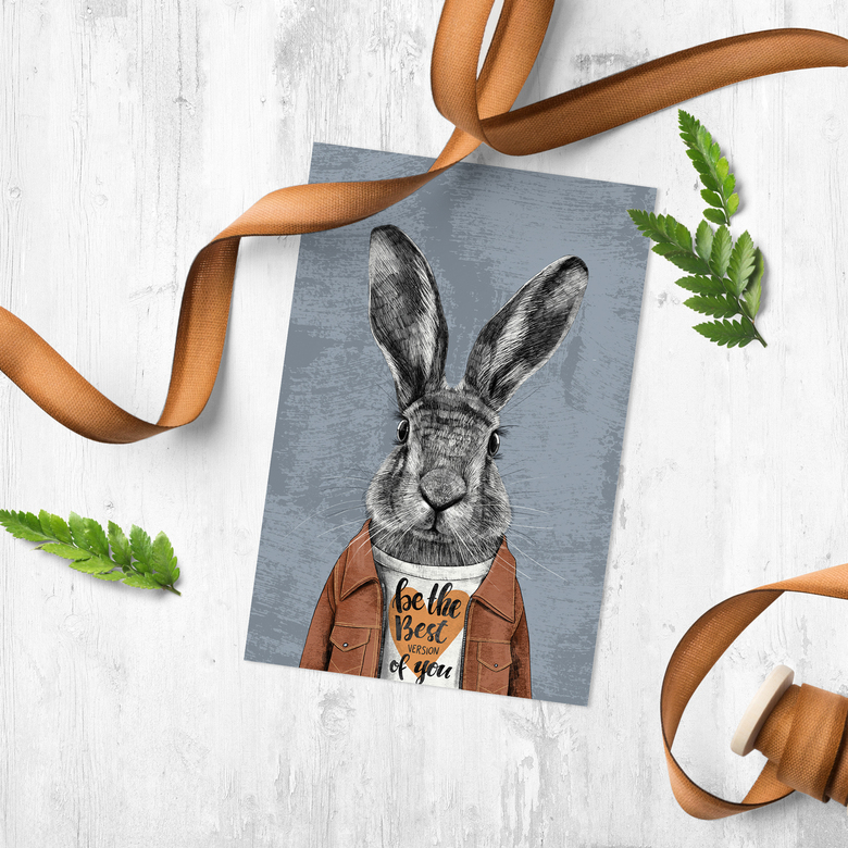 Заяц в куртке - открытка