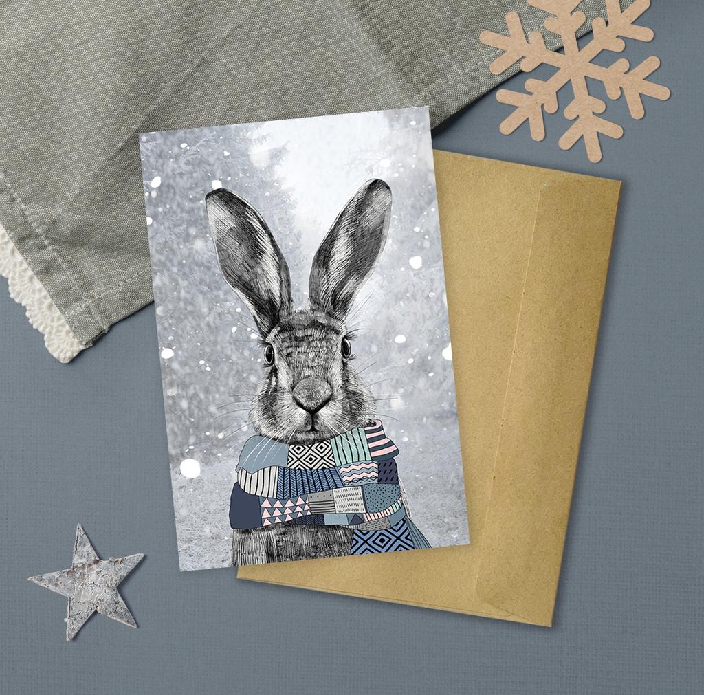 Открытка с кроликом на новый год