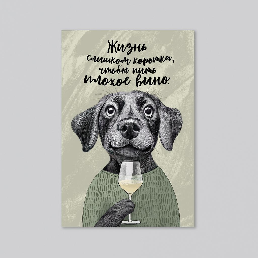 Жизнь слишком хороша, чтобы пить плохое вино - оптовая открытка - 20 штук