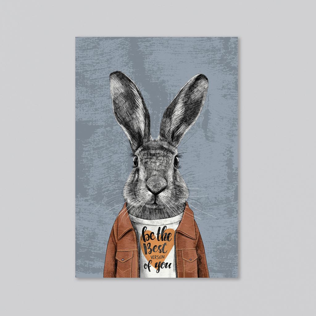 Заяц в куртке - оптовая открытка - 20 штук