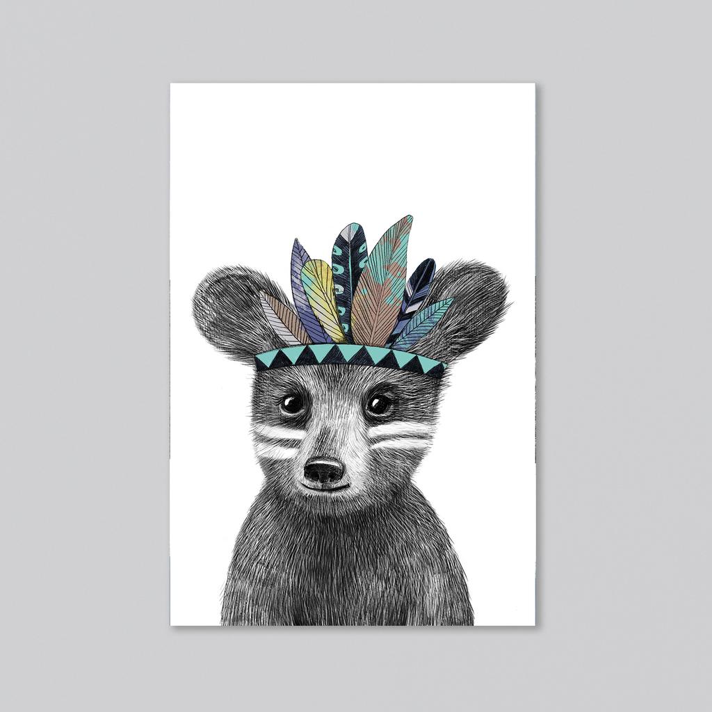 Малыш мишка индеец - оптовая открытка - 20 штук