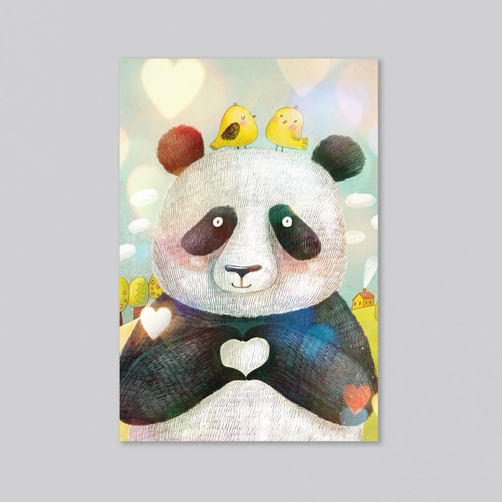 Влюбленная панда - оптовая открытка - 20 штук