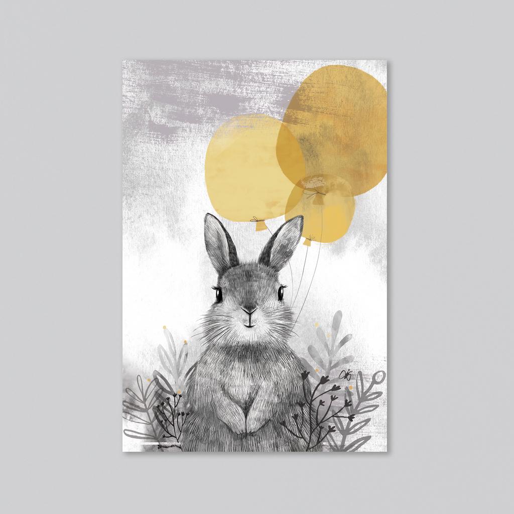 Зайчик на лугу - оптовая открытка - 20 штук