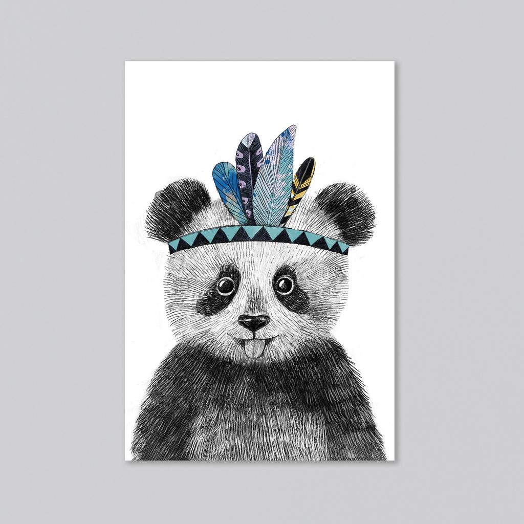 Малыш панда - индеец - оптовая открытка - 20 штук