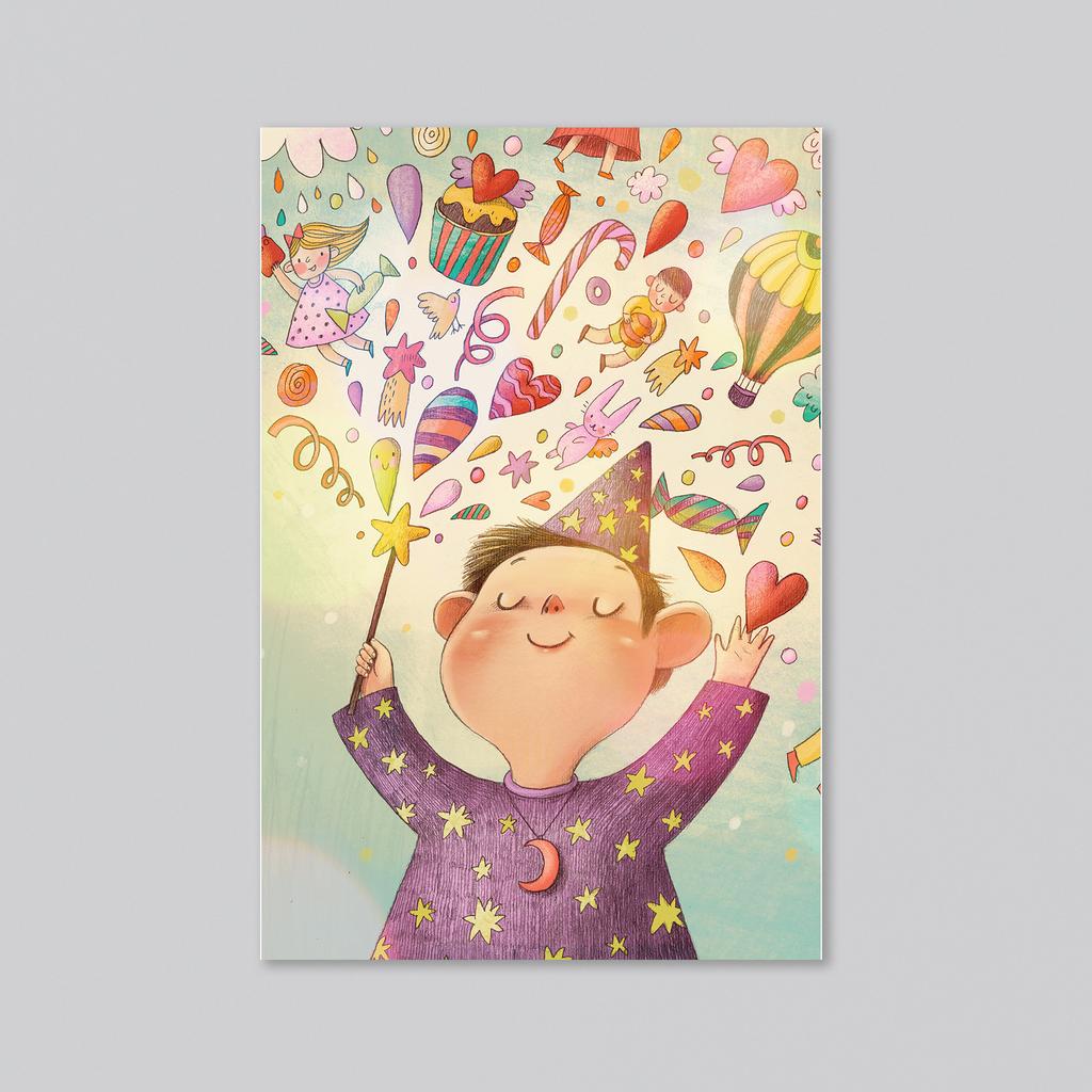 Маленький волшебник - оптовая открытка - 20 штук