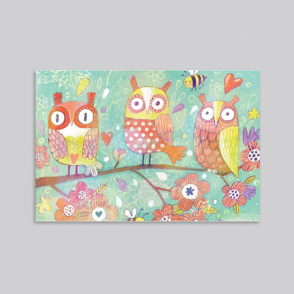 Весенние совушки - оптовая открытка - 20 штук