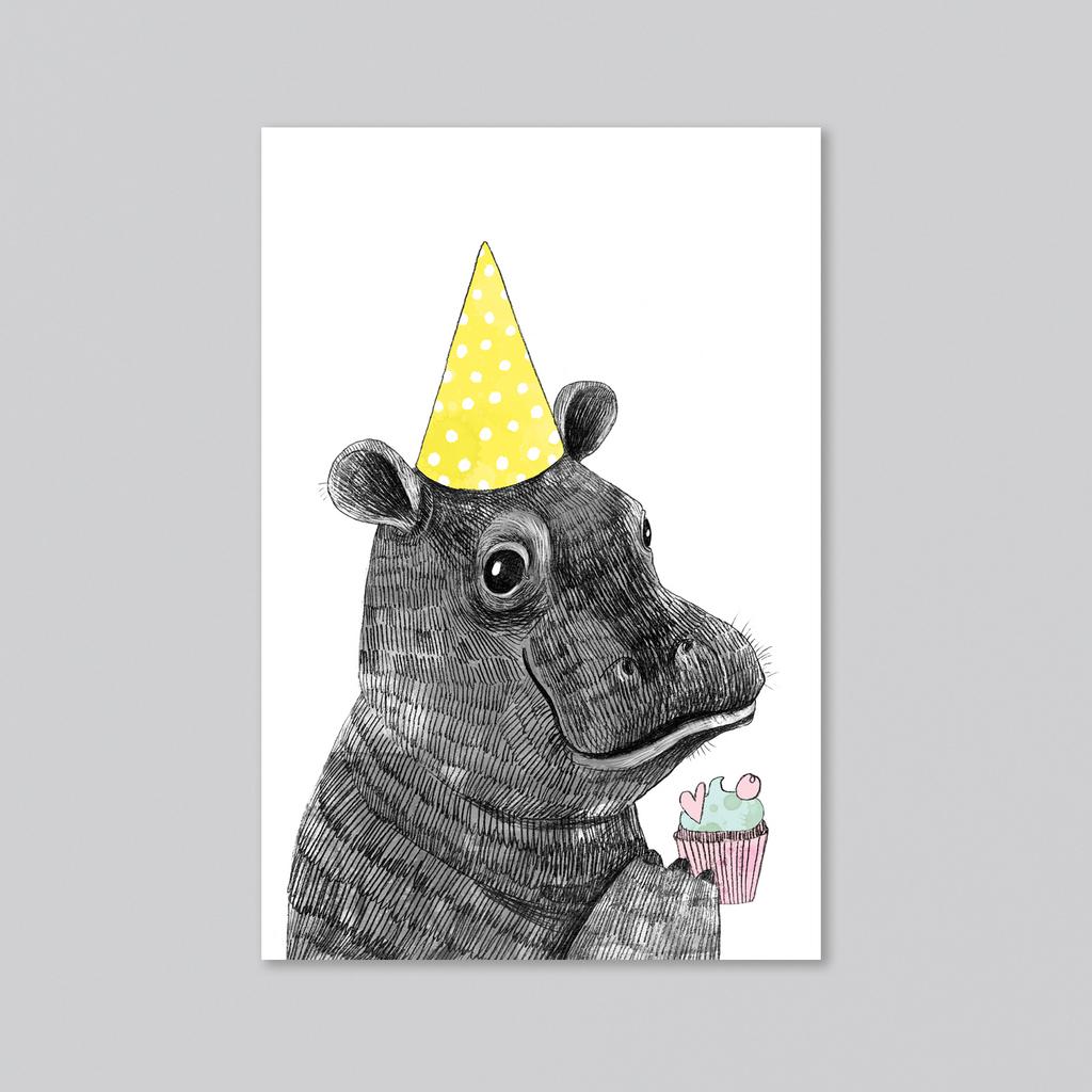 Малыш бегемотик - оптовая открытка - 20 штук