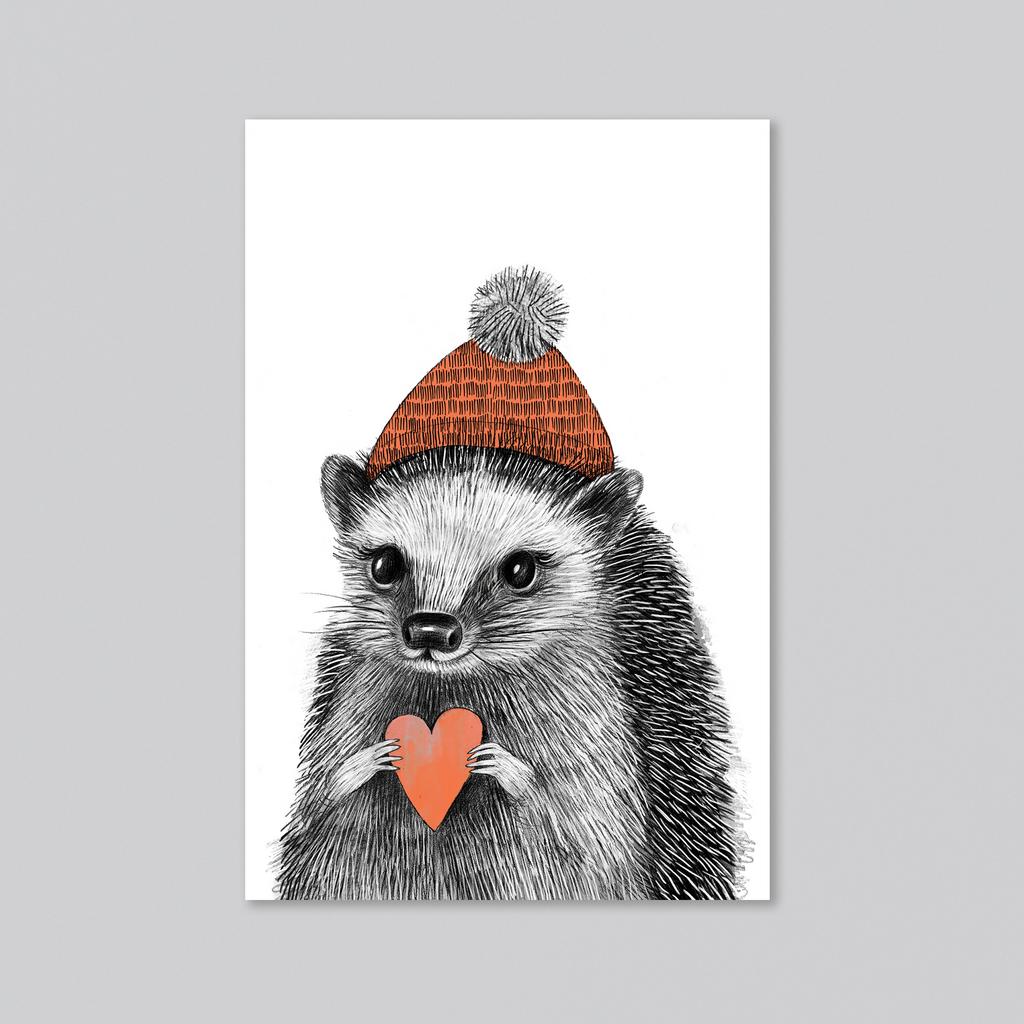 Малыш ежик - оптовая открытка - 20 штук