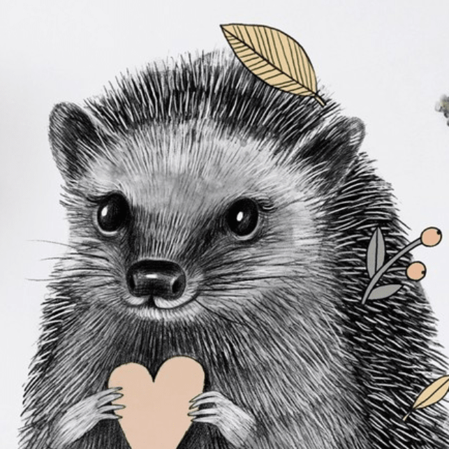 Постер малыш ежик с сердечком купить в интернет магазине