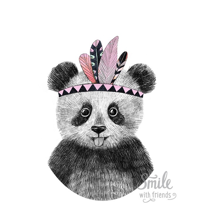 Панда-индеец - для мультирамки