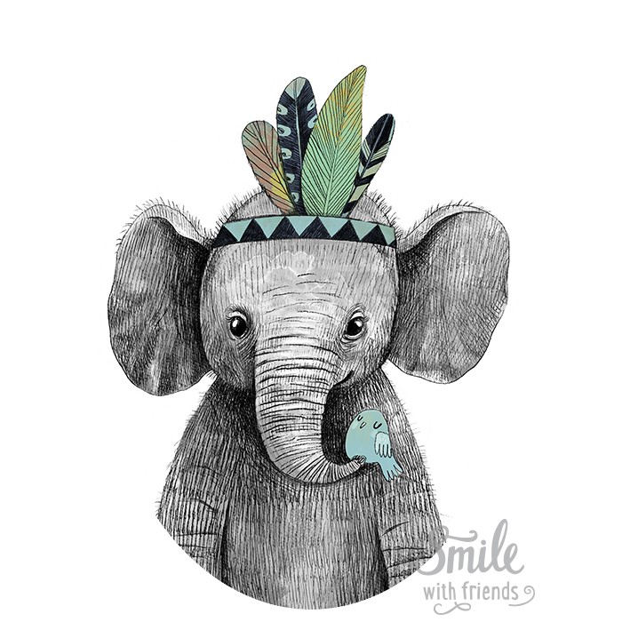 Слоник-индеец - для мультирамки