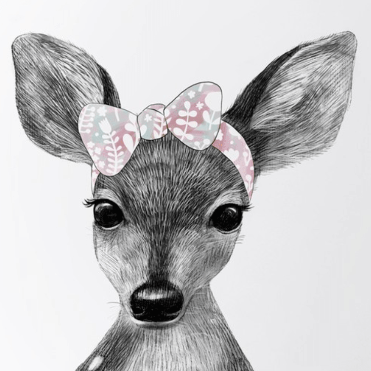 Постер Малышка олененок с бантиком купить в интернет магазине