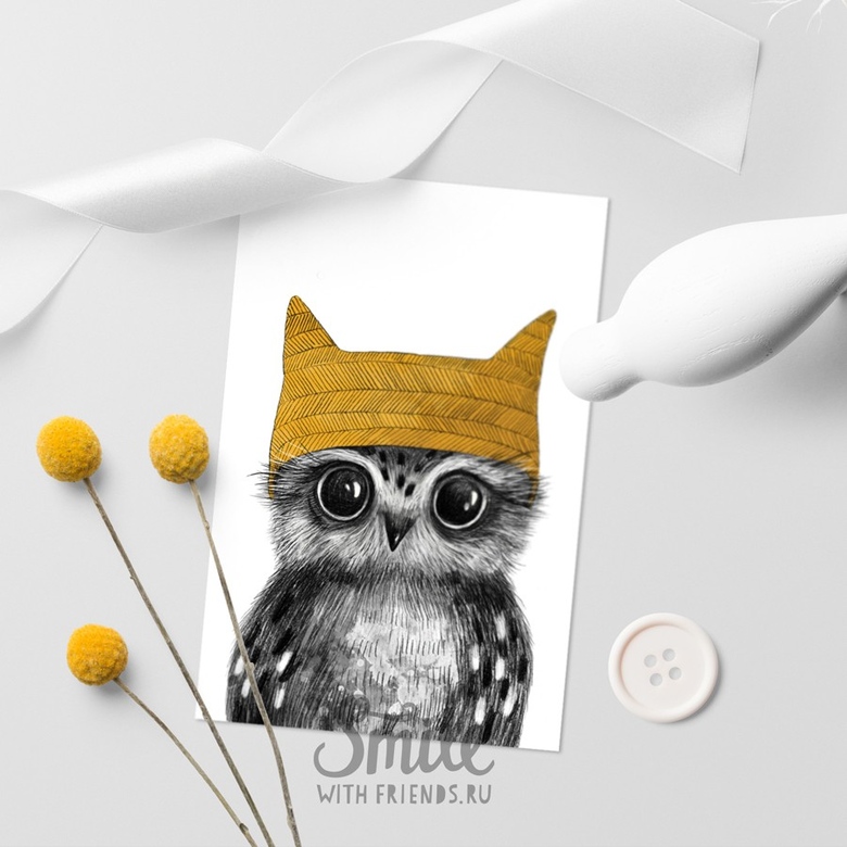 Малыш совенок - открытка
