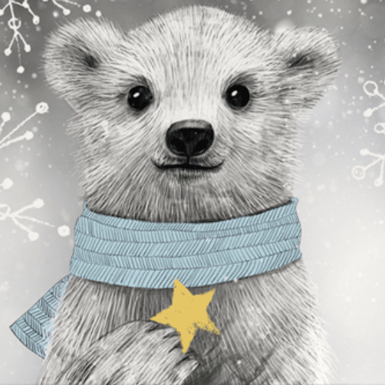 Постер с белым медведем на сером фоне купить в интернет магазине