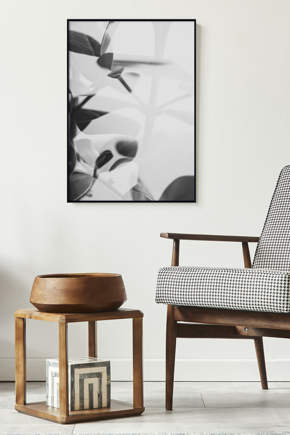 Постер Черно-Белые Листья #3