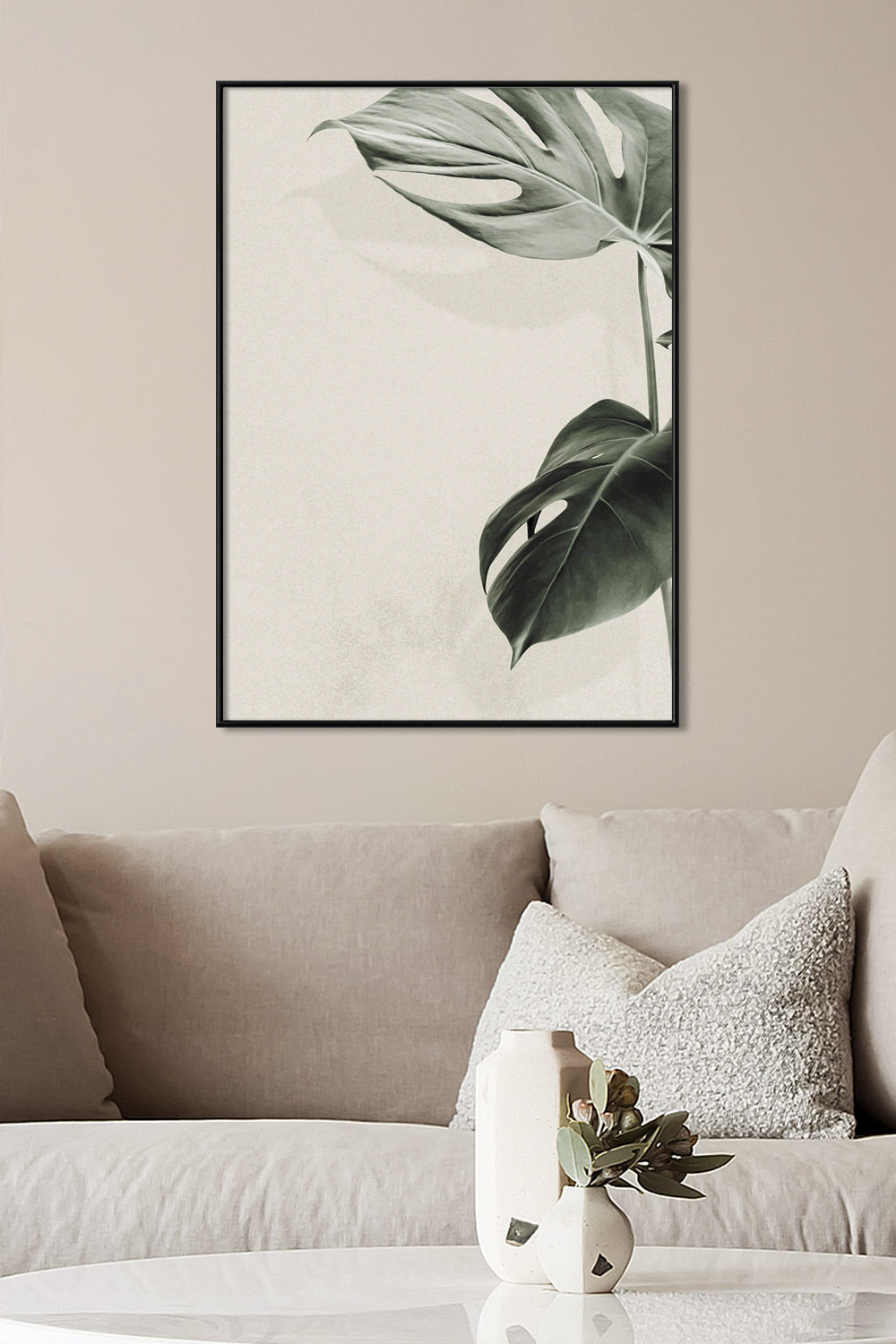 Постер Листья Монстеры На Бежевом