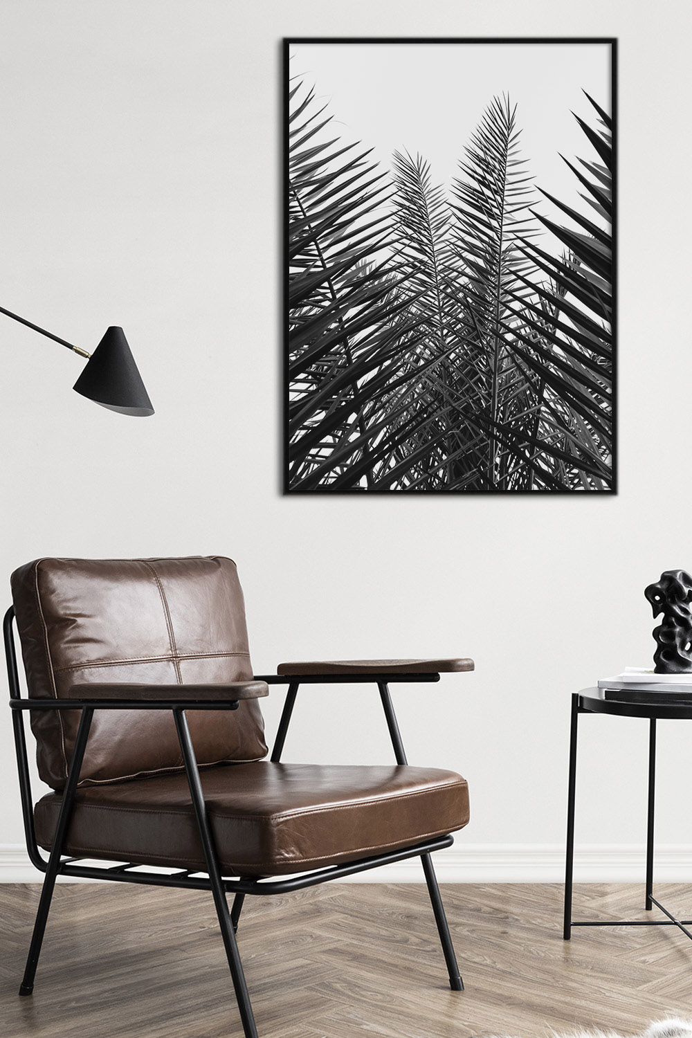 Постер Черно-Белые Листья Пальмы #2