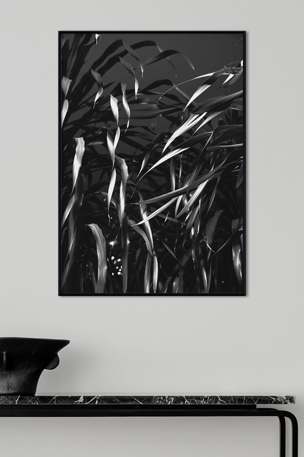 Постер Черно-Белые Листья