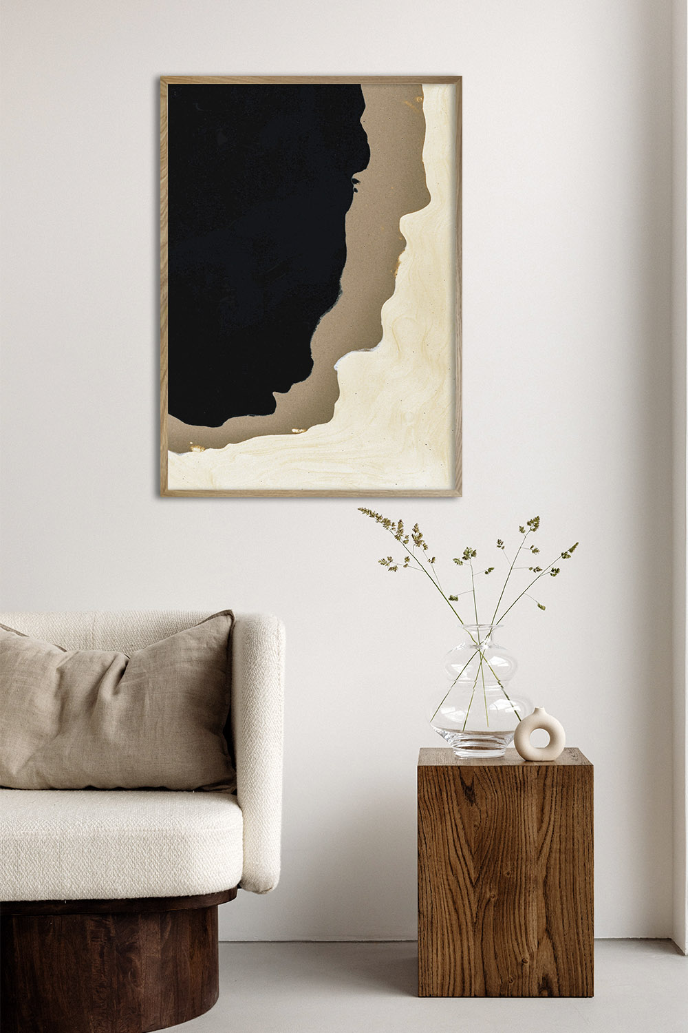 Постер Абстракция Черно-Бежевая