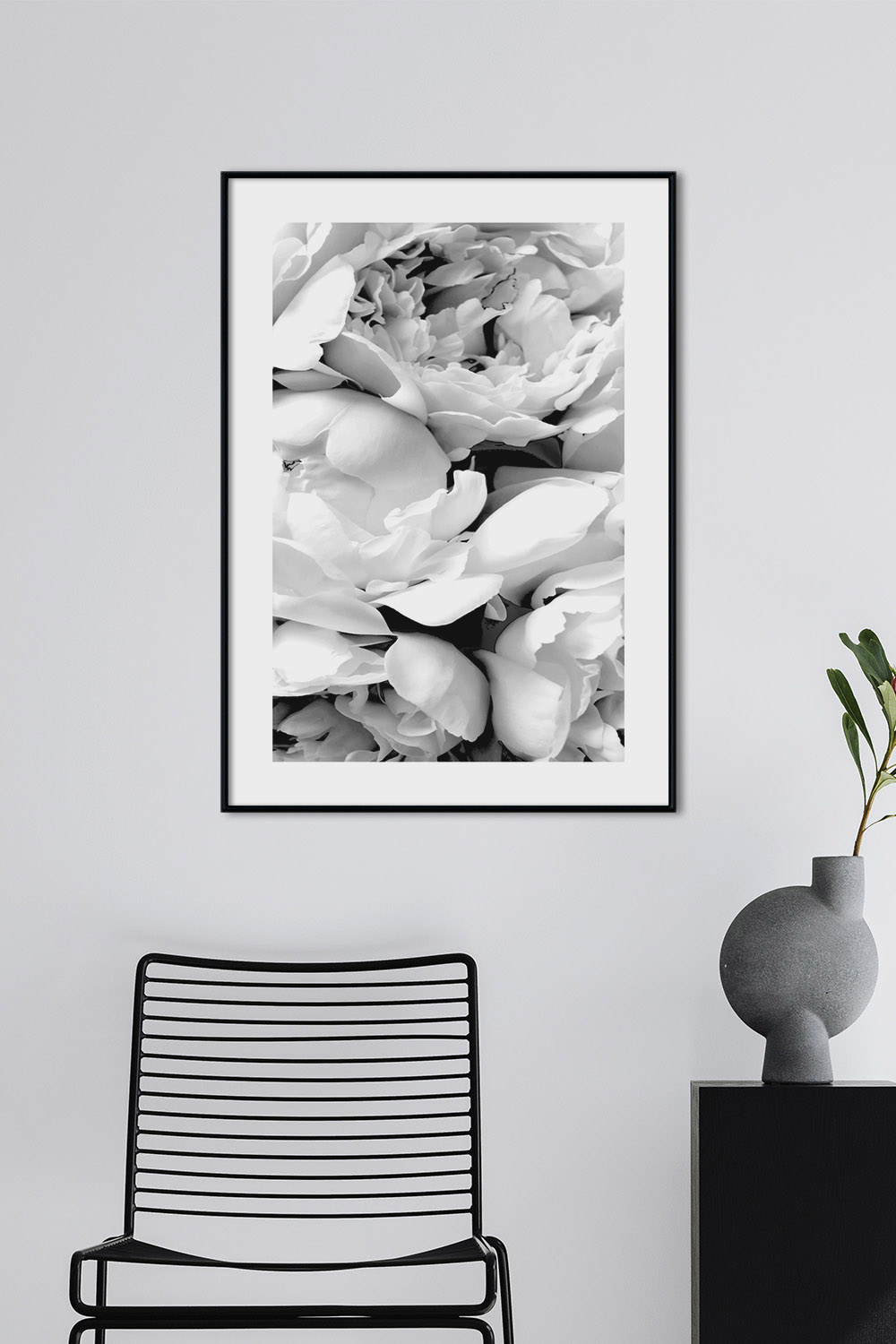 Постер Черно-Белые Пионы