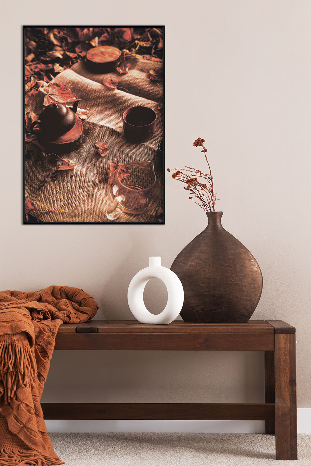 Постер Посуда В Листьях