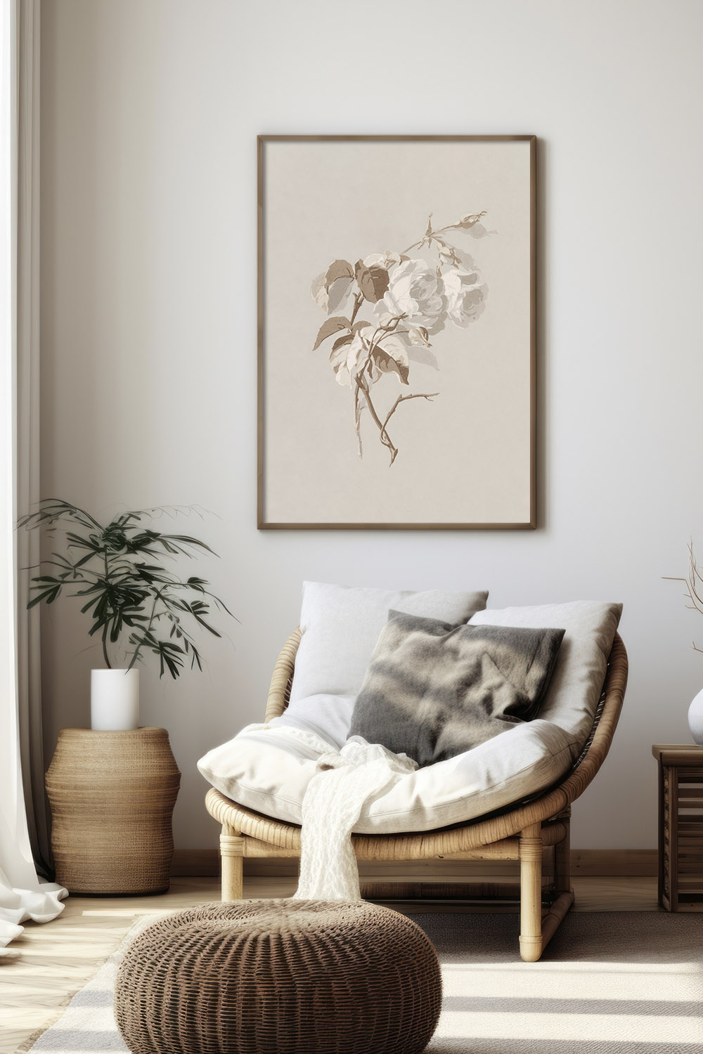 Постер Цветы На Бежевом Фоне