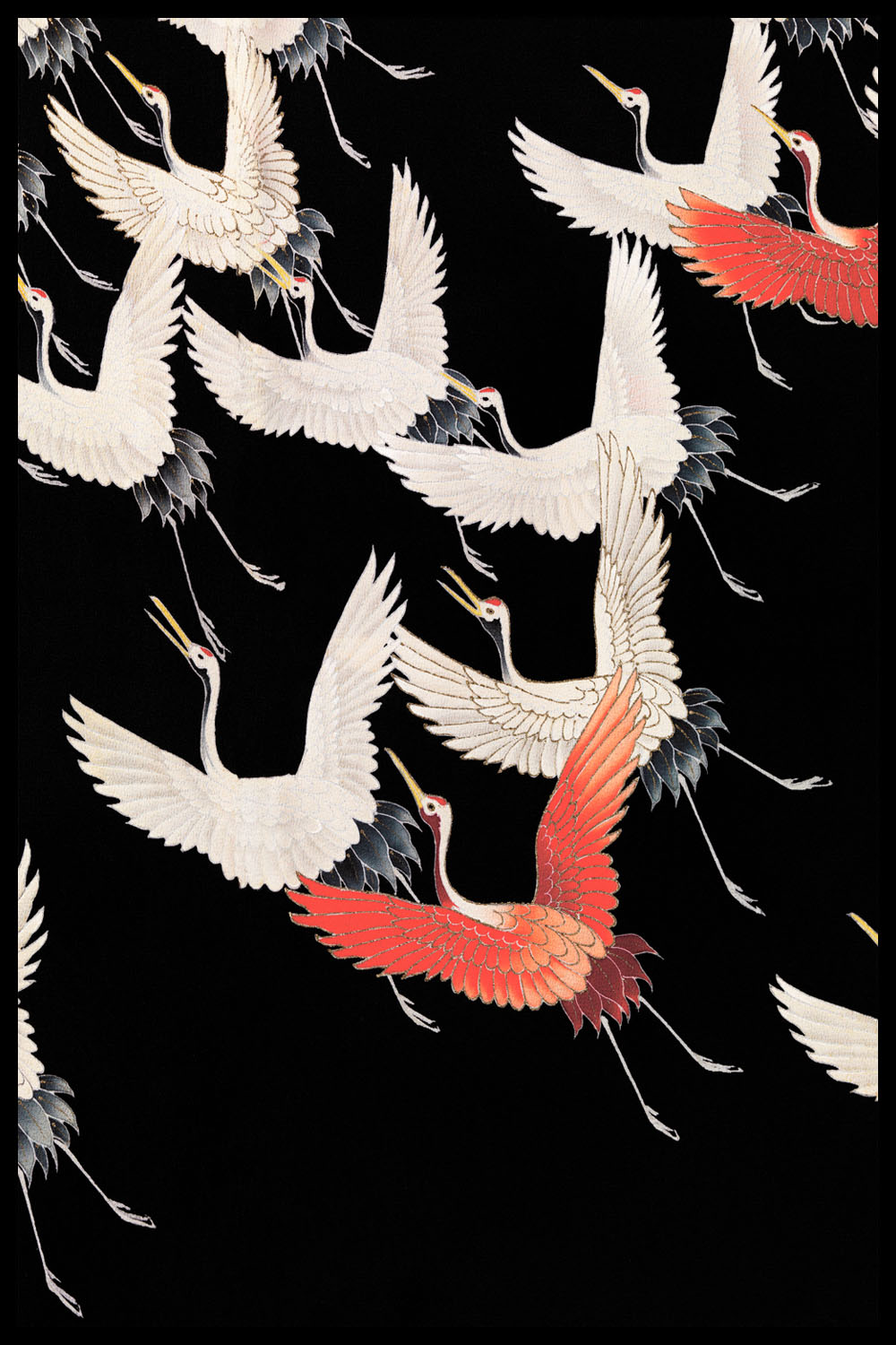 Постер Журавли На Черном Фоне