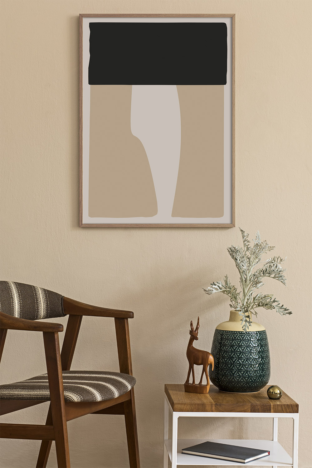 Постер Бежево-Черная Абстракция