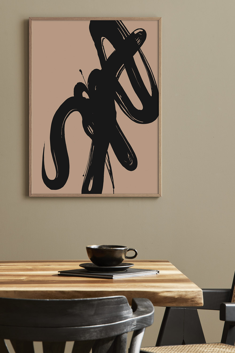 Постер Абстракция Черно-Бежевая №3