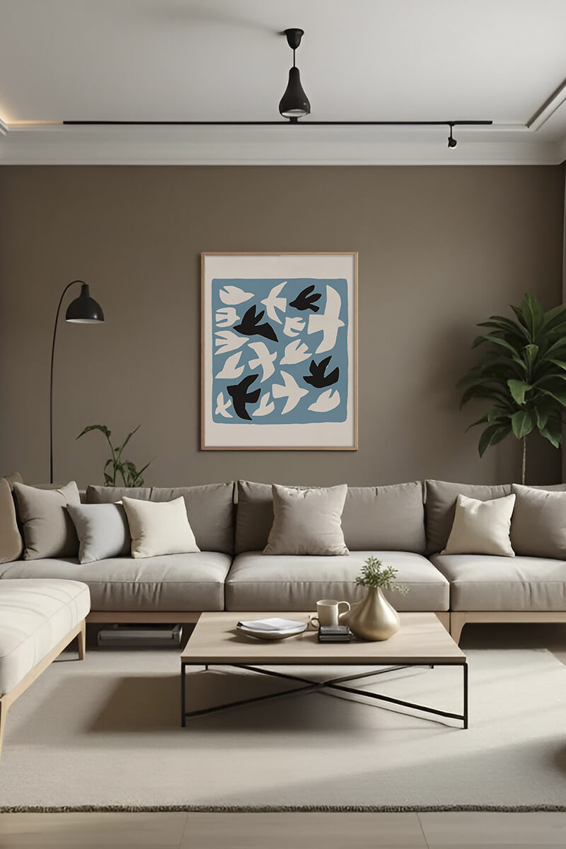 Постер Птицы На Голубом Фоне