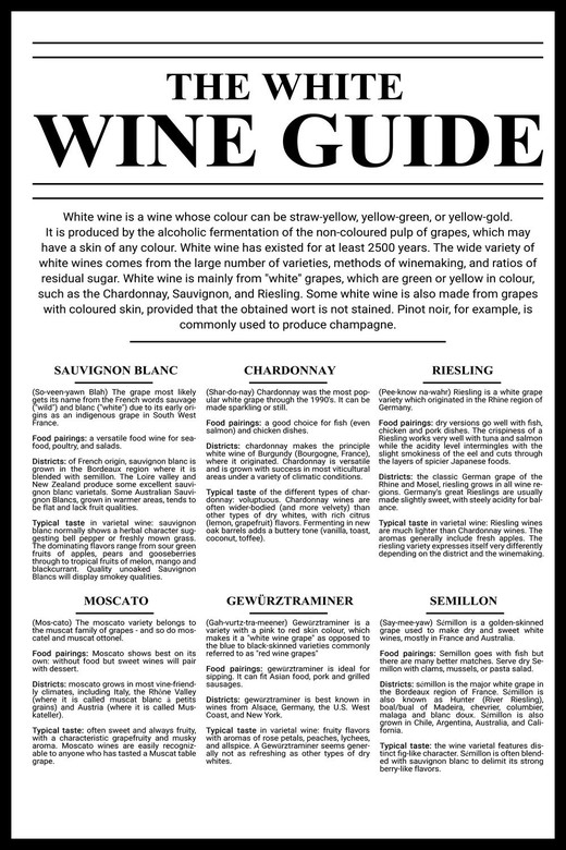 Постер White Wine Guide