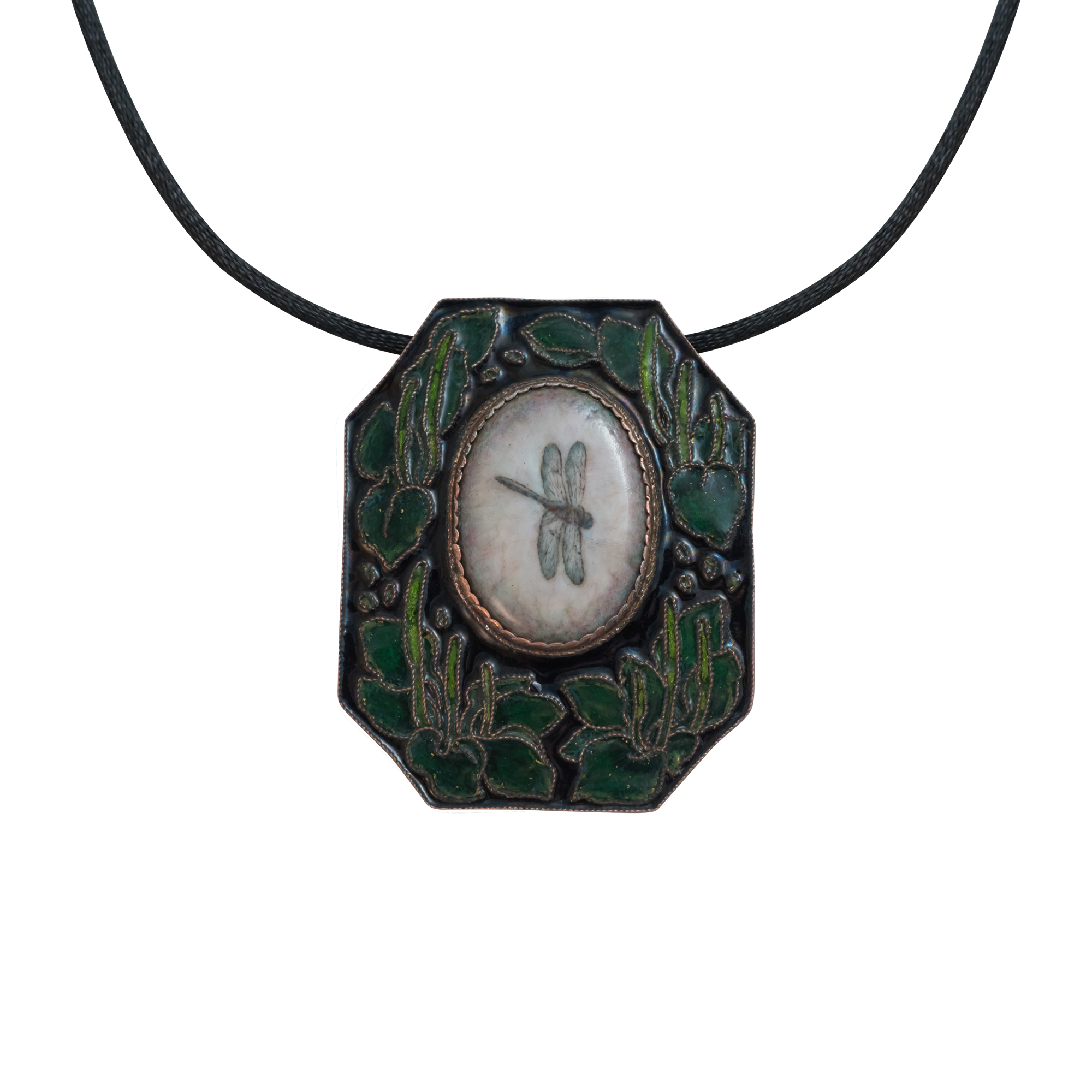 Кулон с горячей эмалью "Стрекоза"