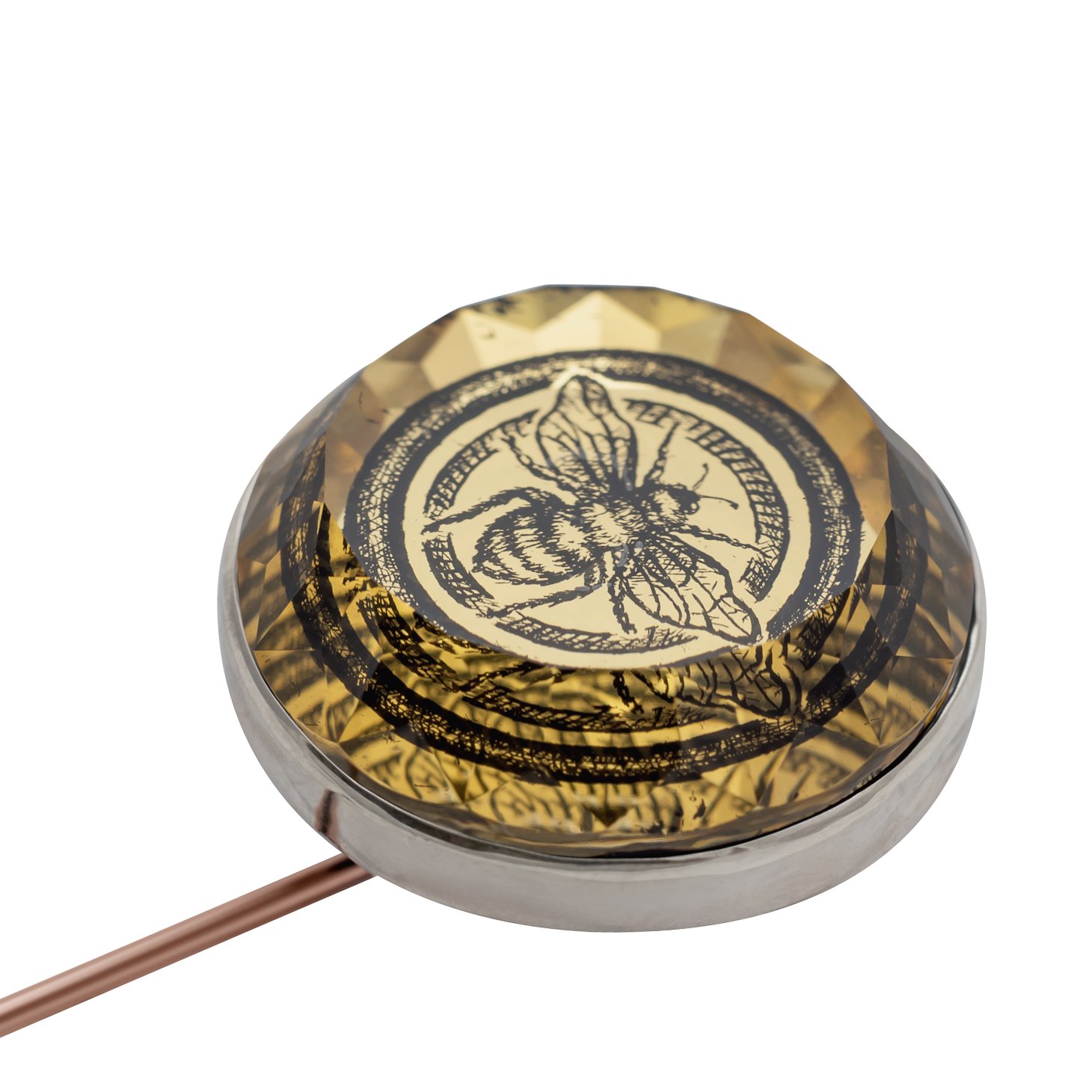 Булавка-брошь "Пчёлка" эгломизе на сапфире.