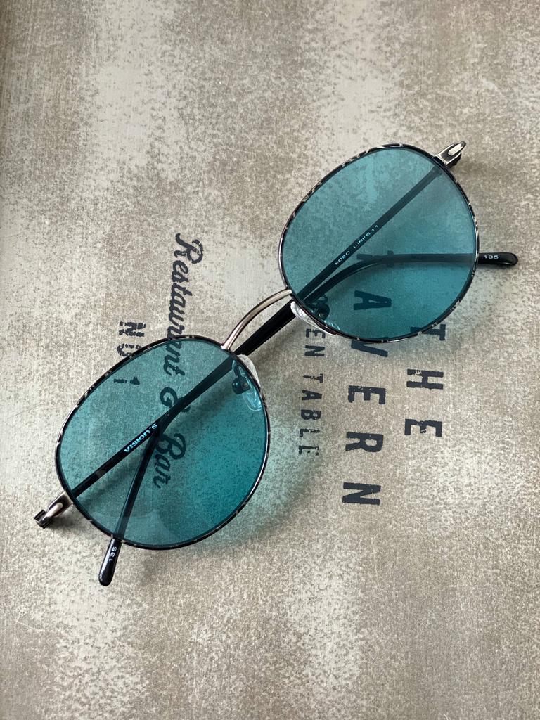 Винтажные очки круглые голубые