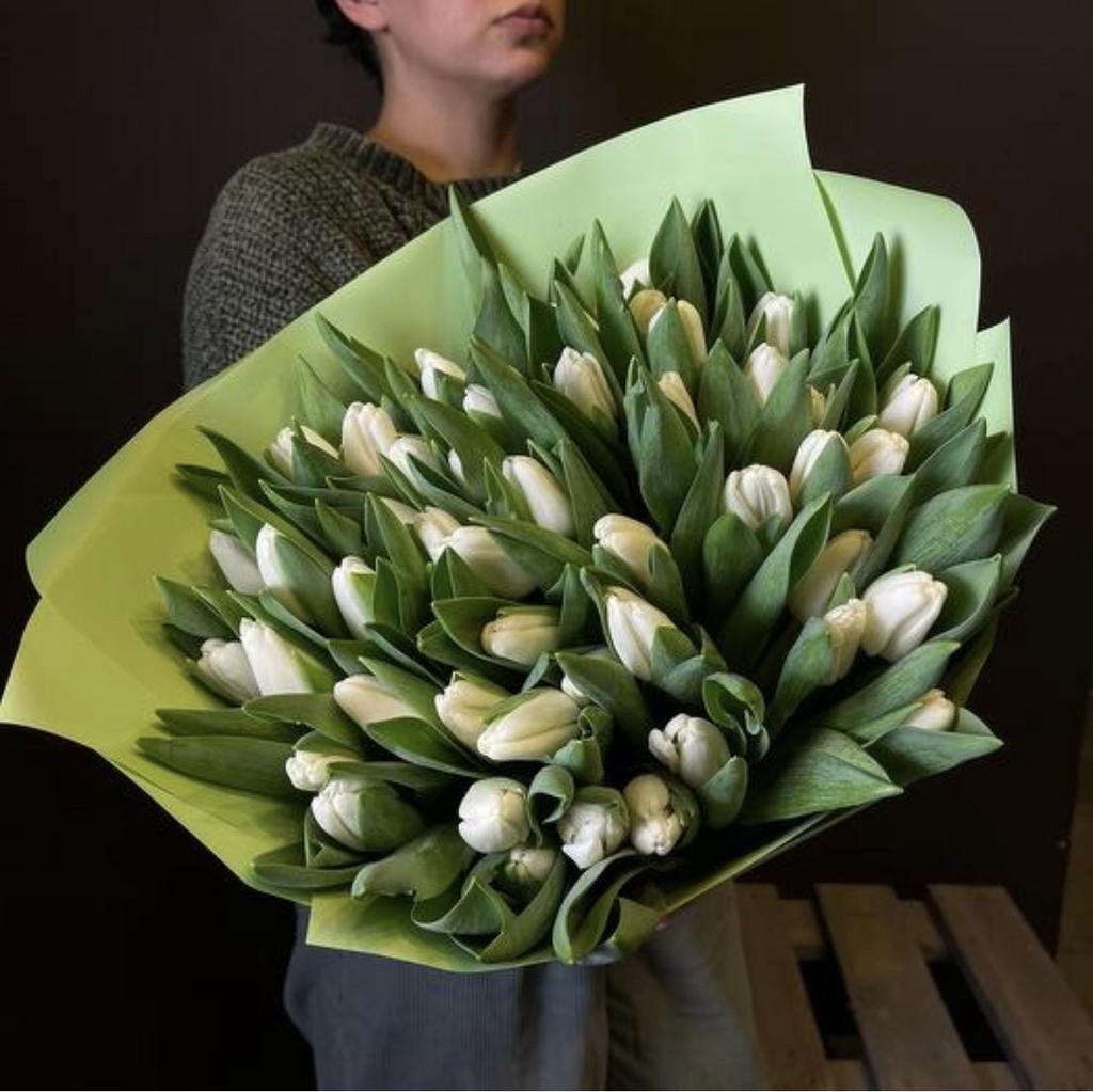 Букет 51 белый тюльпан Голландия