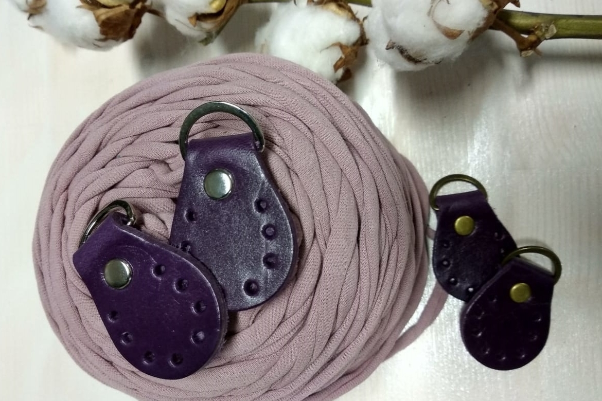 Ручкодержатель. Натуральная кожа. Фиолетовый. Никель/золото/бронза