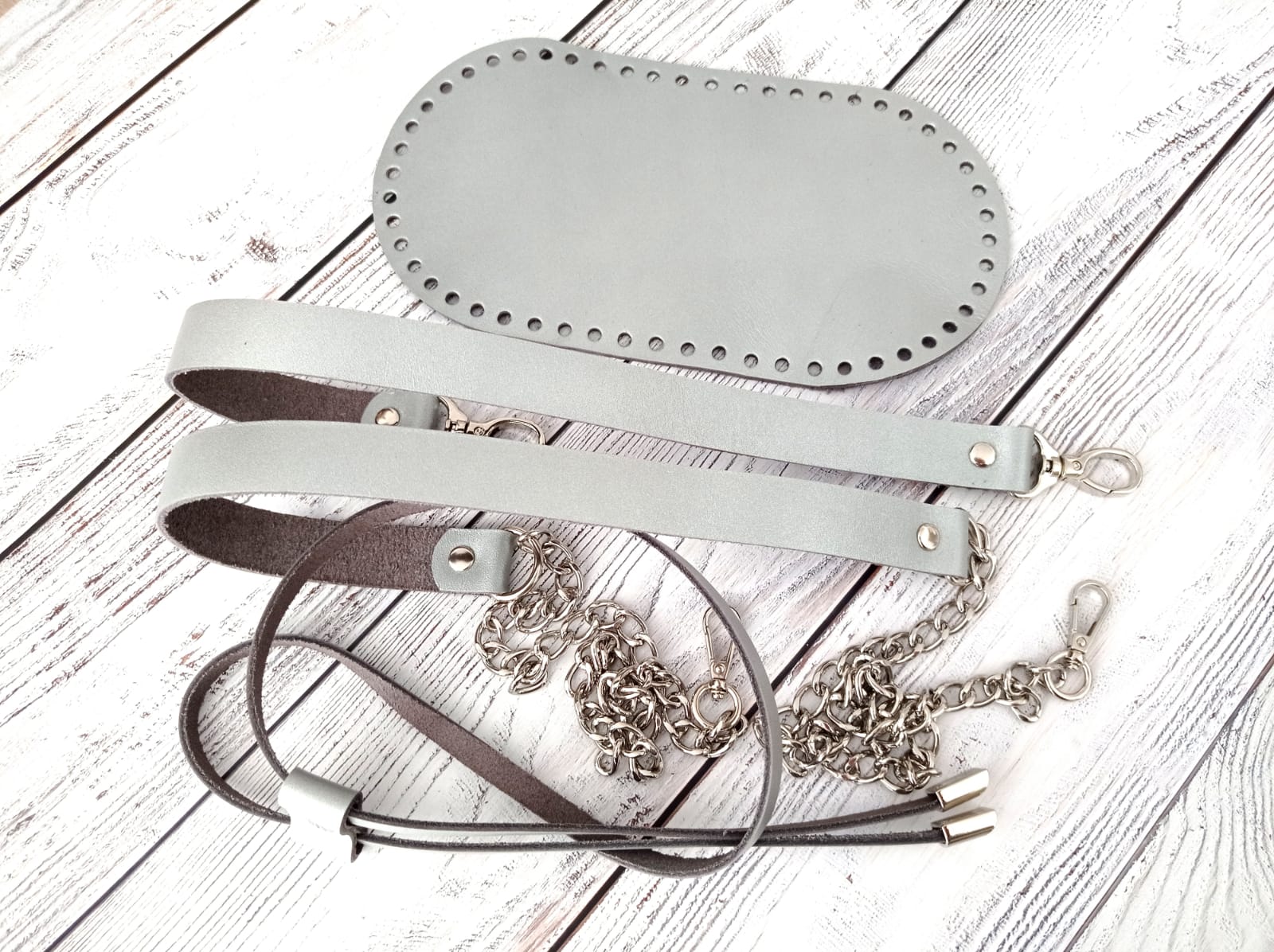 Набор для торбы (4 элемента). Натуральная кожа. Цвет фурнитуры и кожи на выбор