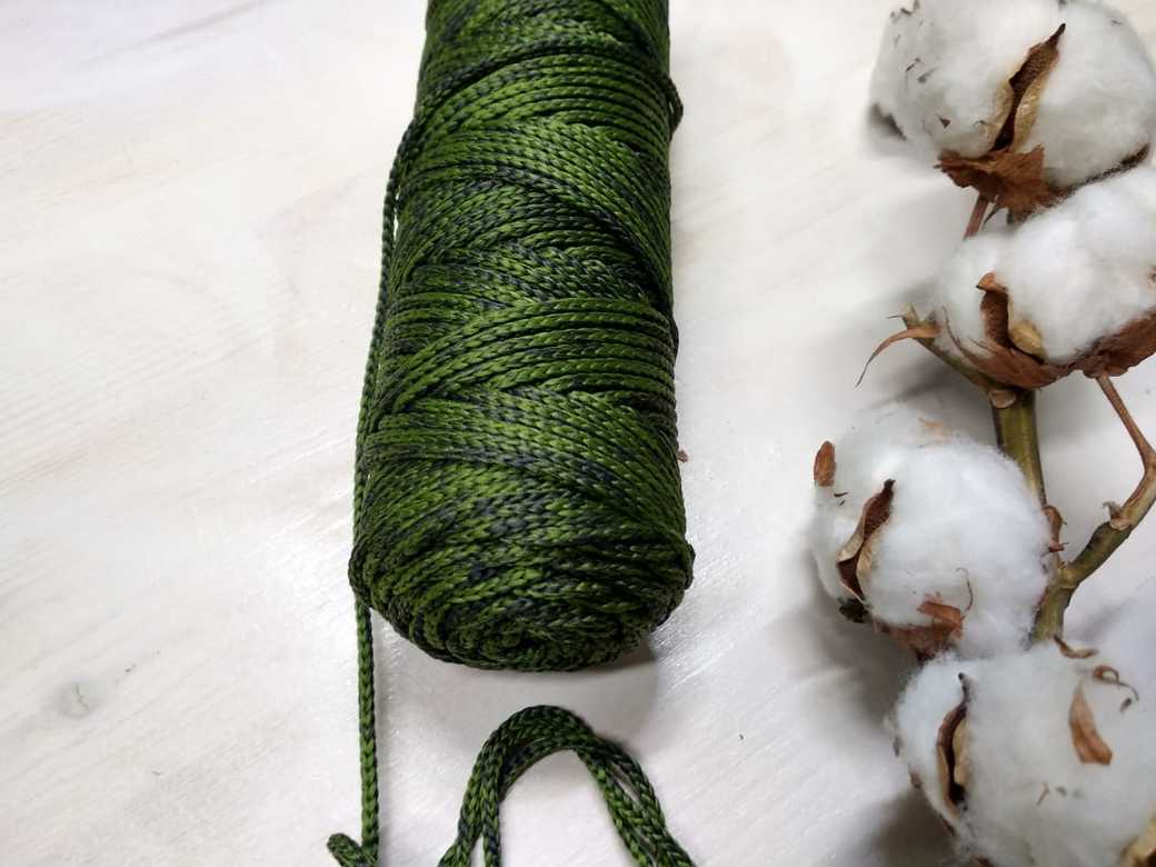 Полиэфирный шнур меланжевый "оливковый+темно-серый" (длина 100 м, диаметр 3 мм)