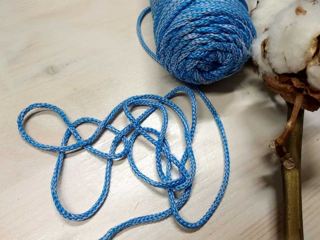 Полиэфирный шнур меланжевый "синий+голубой" (длина 100 м, диаметр 3 мм)