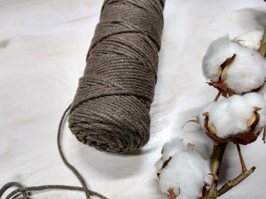 Хлопковый шнур "серо-коричневый" (длина 100м, диаметр 3мм)