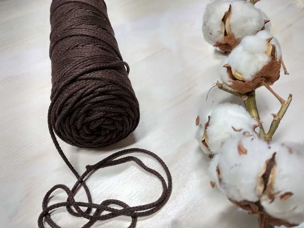 Хлопковый шнур "коричневый" (длина 100м, диаметр 3мм)