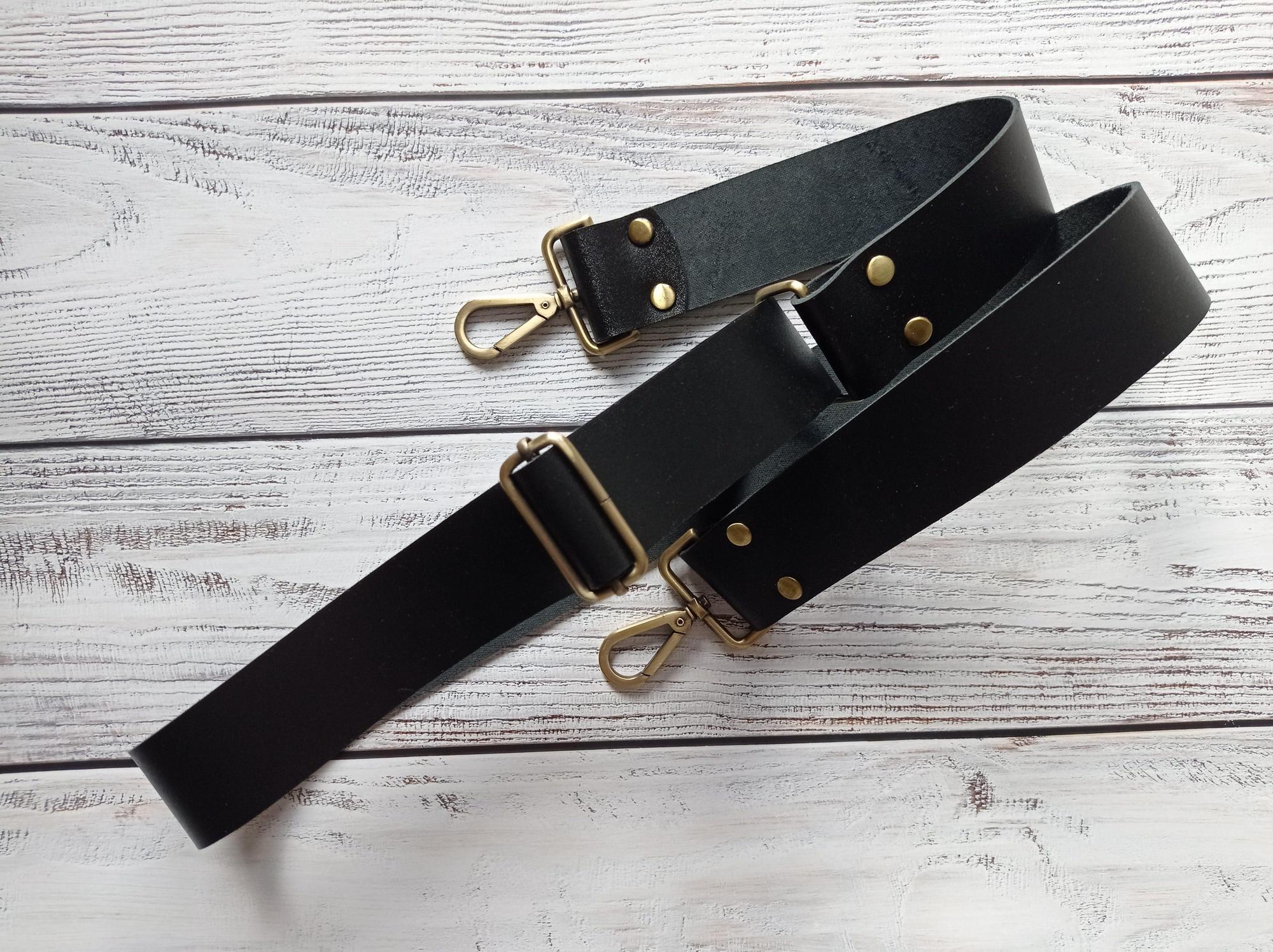 Широкий ремень 3,8 см с регулировкой. Черный, цвет фурнитуры: бронза